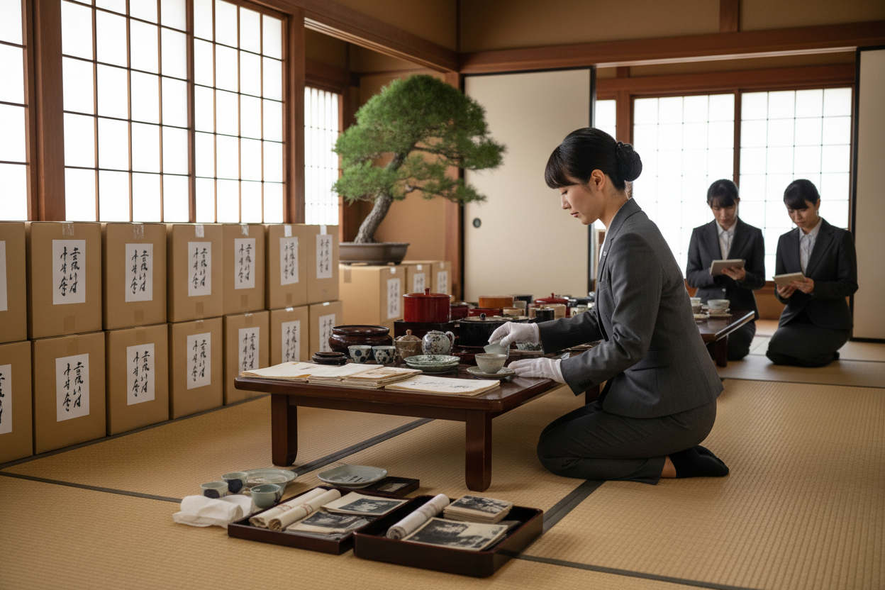 遺品整理している風景写真